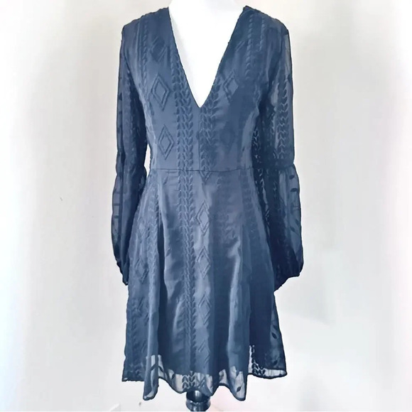 ASTR The Label Black Embroidered Fit and Flare Cocktail Dress Medium - Picture 15 of 15